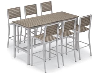 Oxford Garden Travira Aluminum Flint Stackable Outdoor Bar Chair