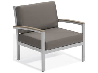 Oxford Garden Travira Aluminum Flint Outdoor Lounge Chair with Stone Cushions