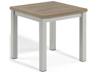 Oxford Garden Travira Aluminum Flint Square Tekwood Top Outdoor Patio End Table