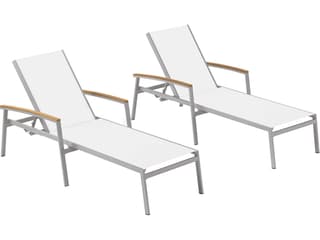 Oxford Garden Travira Aluminum Sling Chaise Lounge Set of 2