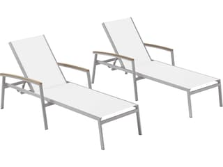 Oxford Garden Travira Aluminum Sling Chaise Lounge Set of 2
