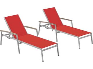 Oxford Garden Travira Aluminum Sling Chaise Lounge Set of 2