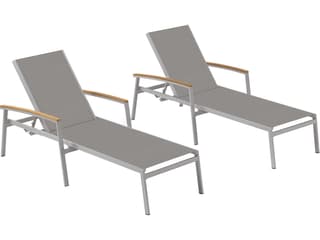 Oxford Garden Travira Aluminum Sling Chaise Lounge Set of 2