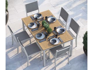 Oxford Garden Travira Aluminum Flint Outdoor Patio Dining Side Chair with Titanium Sling Set of 4