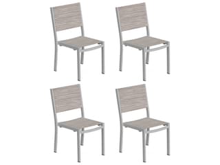 Oxford Garden Travira Aluminum Carbon Outdoor Dining Side Chair with Bellows Sling Set of 4