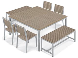 Oxford Garden Travira Aluminum Flint Stackable Patio Dining Side Chair Set of 4