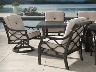 Castelle Villa Bianca Cushion Dining Cast Aluminum Outdoor Patio Dining Set