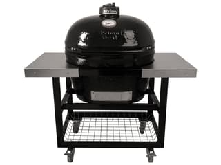 Primo Oval XL Charcoal Grill with Stainless Steel Cart with Shelves