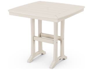 POLYWOOD® Nautical Recycled Plastic Trestle Square Outdoor Patio Counter Table with Umbrella Hole