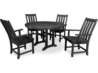 POLYWOOD® Vineyard Recycled Plastic 5 Piece Nautical Trestle Outdoor Patio Dining Set