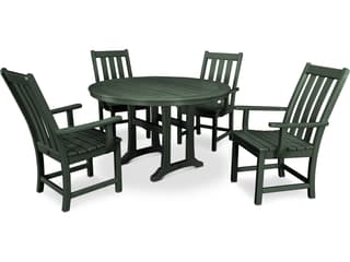POLYWOOD® Vineyard Recycled Plastic 5 Piece Nautical Trestle Outdoor Patio Dining Set