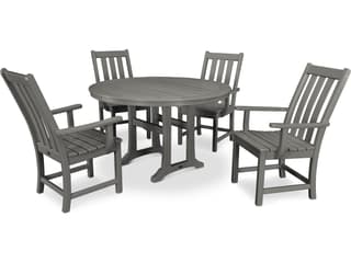 POLYWOOD® Vineyard Recycled Plastic 5 Piece Nautical Trestle Outdoor Patio Dining Set