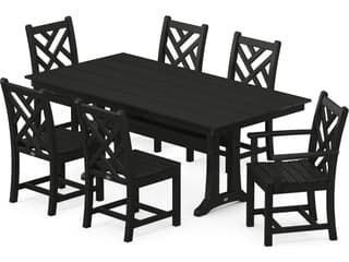 POLYWOOD® Chippendale Recycled Plastic 7 Piece Farmhouse Trestle Patio Dining Set