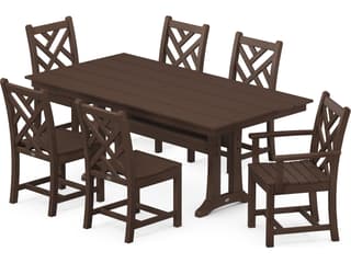 POLYWOOD® Chippendale Recycled Plastic 7 Piece Farmhouse Trestle Patio Dining Set