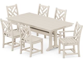 POLYWOOD® Chippendale Recycled Plastic 7 Piece Farmhouse Trestle Patio Dining Set