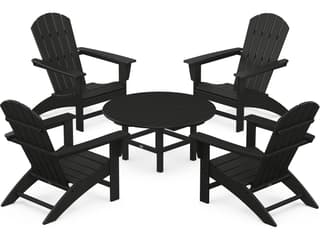 POLYWOOD® Nautical Recycled Plastic 5 Piece Adirondack Outdoor Patio Lounge Set