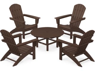 POLYWOOD® Nautical Recycled Plastic 5 Piece Adirondack Outdoor Patio Lounge Set