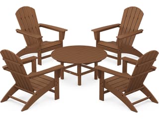 POLYWOOD® Nautical Recycled Plastic 5 Piece Adirondack Outdoor Patio Lounge Set