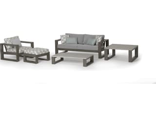 Ratana Elements Silver Ash Grey Aluminum Cushion Ottoman