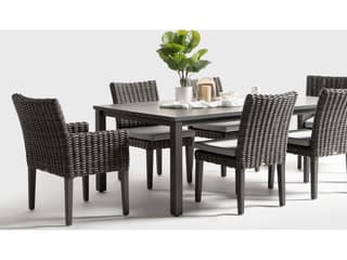 Ratana Oasis Aluminum Rectangular Umbrella Hole Dining Table