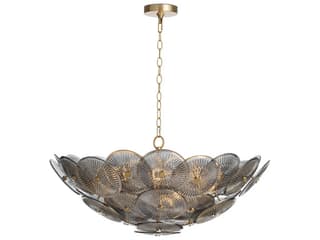 Holly 9-Light Smoke Glass Chandelier with Natural Brass Accents
