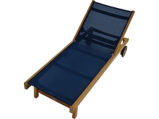Royal Teak Collection Sundaze Navy Sling Adjustable Outdoor Patio Chaise Lounge