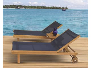 Royal Teak Collection Sundaze Navy Sling Adjustable Outdoor Patio Chaise Lounge