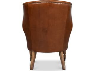 Sarreid Ltd Welsh Leather Chair Vintage Havana
