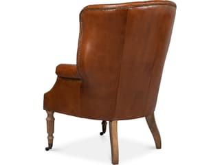 Sarreid Ltd Welsh Leather Chair Vintage Havana
