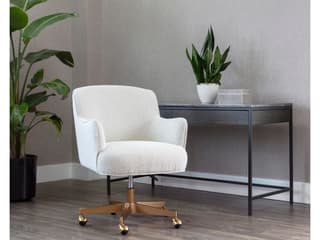 Sunpan Karina Copenhagen White Upholstered Adjustable Coumputer Chair