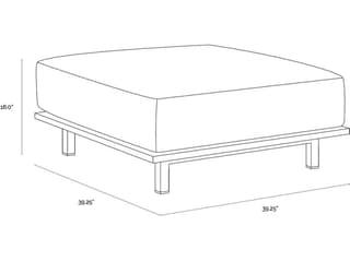 Sunpan Outdoor Geneve Aluminum Dark Grey Modular Ottoman in Palazzo Cream