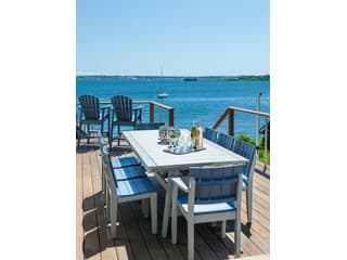 Seaside Casual Mad Recycled Plastic Rectangular Outdoor Patio Dining Table with Umbrella Hole