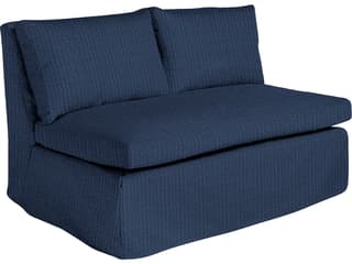 Nora Outdoor Armless Loveseat in Grid Cloth Mist