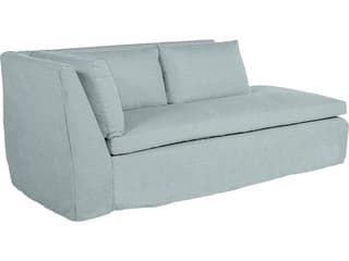 Nora Outdoor Left Arm Facing Chaise in Grid Cloth Indigo