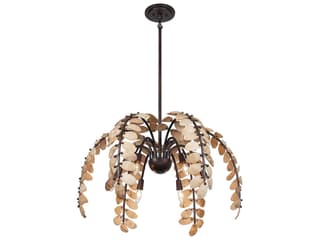 Savoy House Grecian 6-Light Champagne Mist Coconut Shell Brown Geometric Chandelier