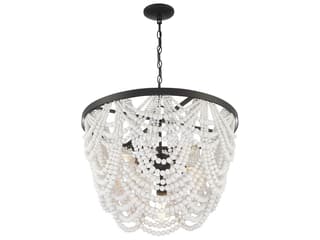 Savoy House Meridian 5-Light Grecian White Oil Rubbed Bronze Chandelier