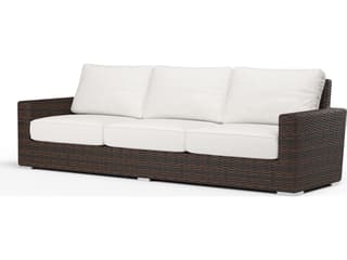 Sunset West Montecito Wicker Outdoor Sofa in Canvas Flax with Self Welt