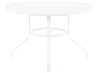 Sunset West Bristol Aluminum Frost Round Outdoor Dining Table with Umbrella Hole