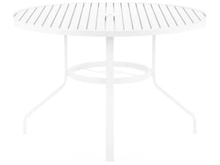Sunset West Bristol Aluminum Frost Round Outdoor Dining Table with Umbrella Hole