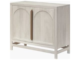 Byron Modern White Washed Mango Wood Accent Cabinet with Brass Accents