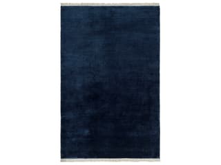 Evergreen Modern Hand Loomed Wool Shag Area Rug in Dark Blue