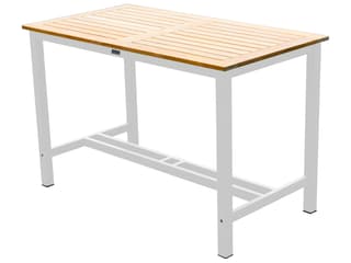 Soho 56-Inch Rectangular Counter Table with Teak Top in White