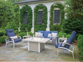 Telescope Casual Belle Isle Cushion Aluminum Firepit Lounge Set