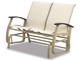 Telescope Casual Belle Isle Sling Aluminum Glider Outdoor Patio Loveseat with MGP Arms