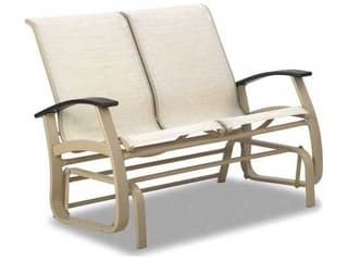 Telescope Casual Belle Isle Sling Aluminum Glider Outdoor Patio Loveseat with MGP Arms