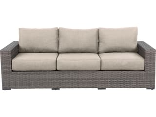 Bali 3-Seat Outdoor Sofa with Light Beige Olefin Cushions