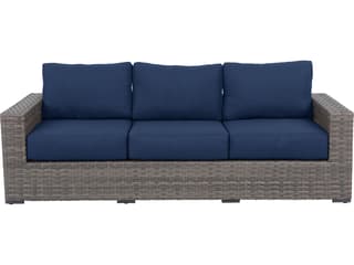 Bali 3-Seat Outdoor Wicker Sofa with Navy Olefin Cushions