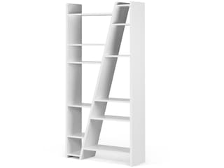 Delta Bookcase In Pure White With Diagonal Shelving