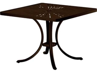 La Stratta Aluminum Square Outdoor Patio Dining Table with Umbrella Hole