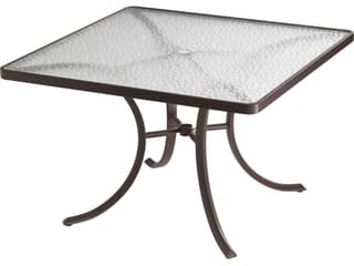 Acrylic Cast Aluminum Square Outdoor Dining Table with Umbrella Hole
